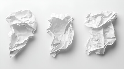 Obraz premium Three Crumpled White Paper Balls Texture Background Design