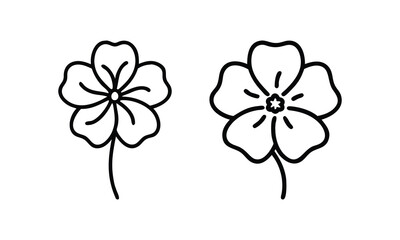 Minimalist Black and White Flower Illustrations, Two simple black and white flower vector illustrations with thin outlines. Perfect for minimalist design projects, crafts, or prints.
