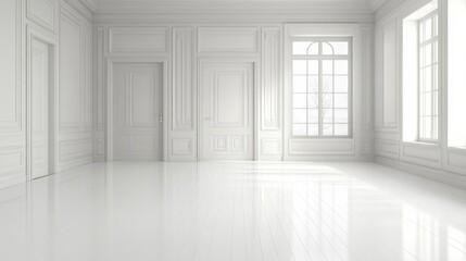 Fototapeta premium Minimalist Room with Natural Lighting and High Contrast