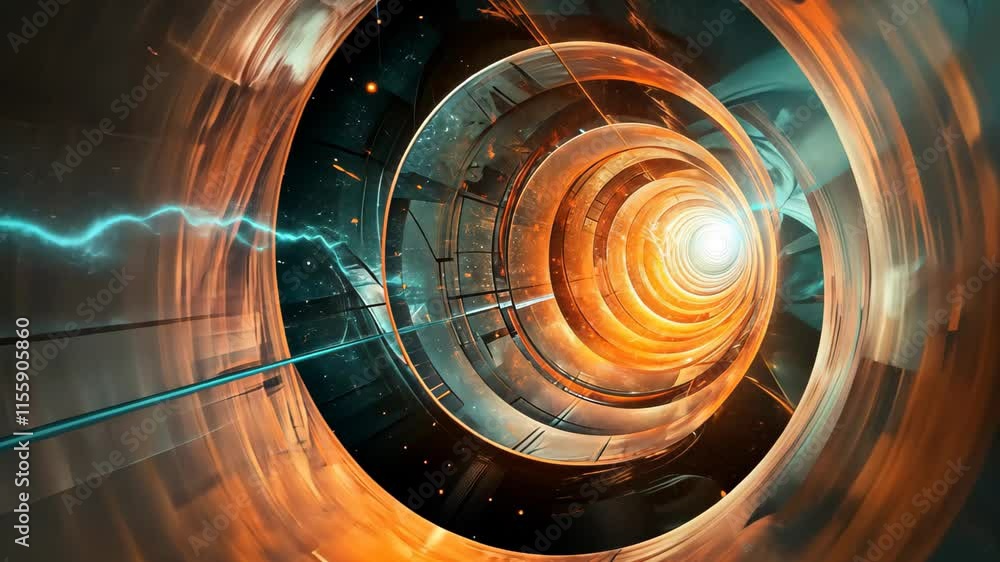 Poster this computer-generated video showcases a visually captivating spiral, futuristic abstract interpret