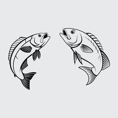 Wrasse fish image silhouette vector art and illustration