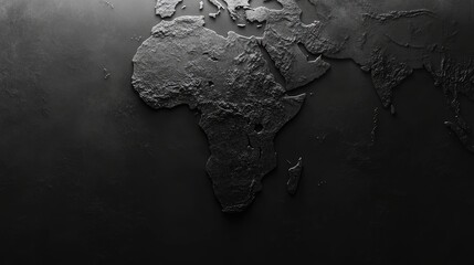 A minimalist black and white outline map of Africa with country borders.