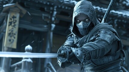 Naklejka premium Sub-Zero's Frozen Fury: A Mortal Kombat Ninja Warrior