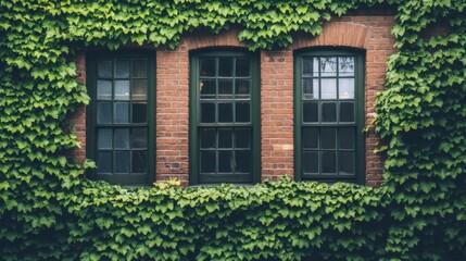 Urban Building with Green Ivy Decor