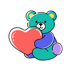 Fototapeta premium Cute bear holding a heart symbol concept for love and affection
