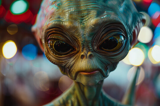 Image of extraterrestrial alien from outer space invading earth generative AI