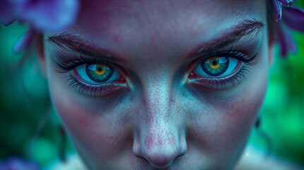 Fototapeta premium Alien green eyes of a woman