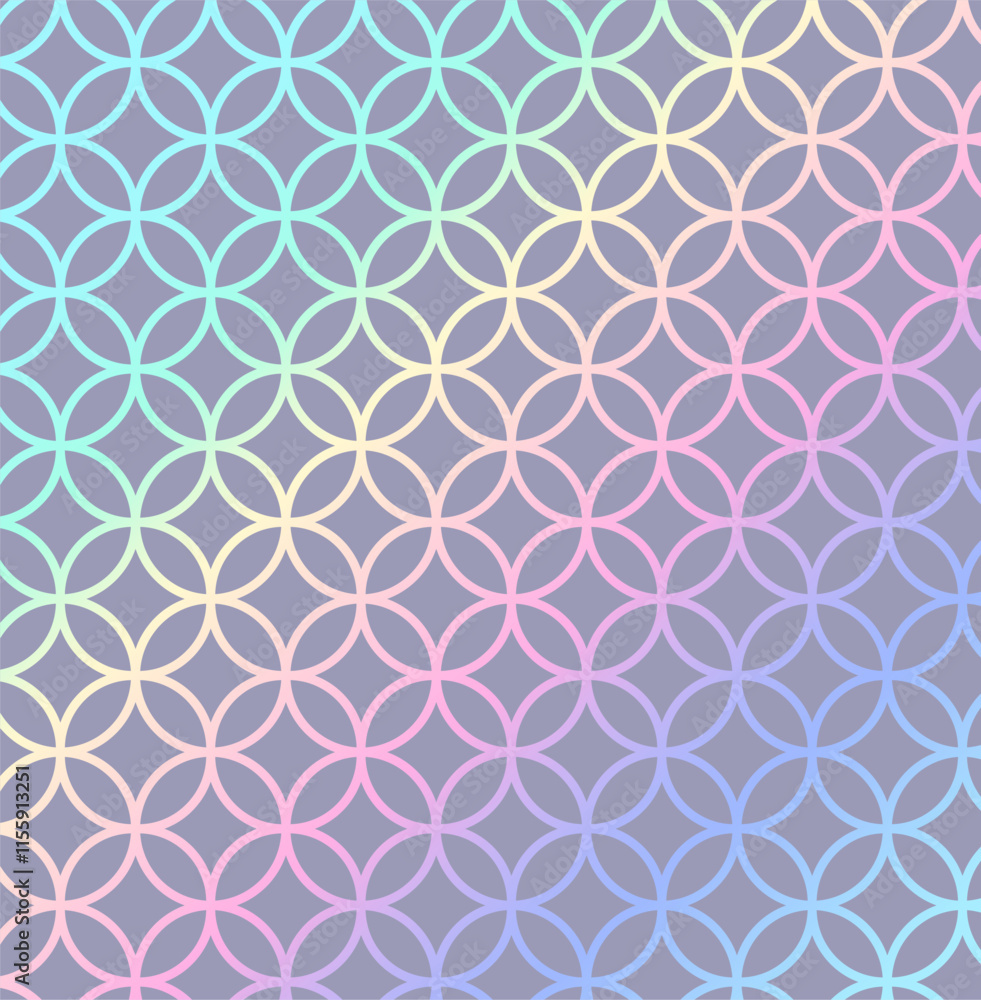 Poster vector seamless pattern with geometric circular shapes on a pastel gradient background. ideal for mo