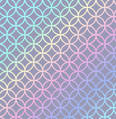 Fototapeta premium Vector seamless pattern with geometric circular shapes on a pastel gradient background. Ideal for modern designs, wallpapers, textiles, wrapping, and creative projects