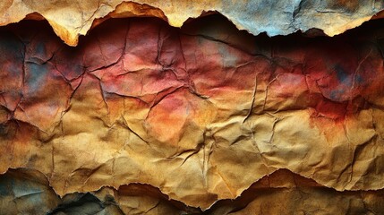 Textured paper with vibrant colors and creases.