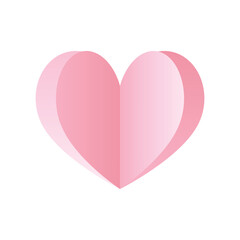 Heart Balloon Isolated On White Background. Folded Paper Heart. Pink Love.