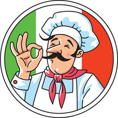 Funny pizza chef shows you how delicious pizza is.