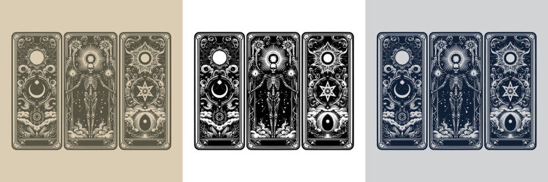 vintage-inspired lich playing card tattoo design