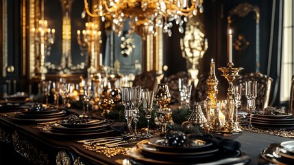 Luxurious Christmas dining table setup