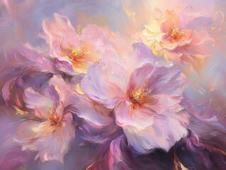Radiant harmony of blossoms floral art high-resolution textures serene environment close-up viewpoint