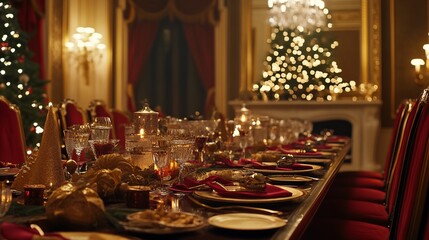 Luxurious Christmas dining table setup
