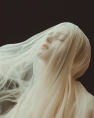Ethereal figure in motion studio high-resolution textures artistic environment close-up view dreamlike concept