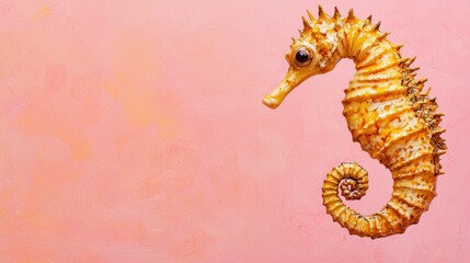Fototapeta premium Unique Seahorse on Soft Pink Background for Marine Life Photography