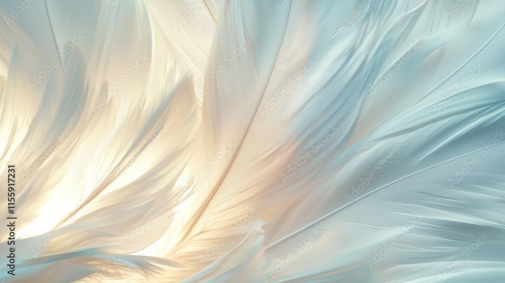 Poster delicate soft feathers in high-resolution detail nature scene abstract art tranquil environment clos