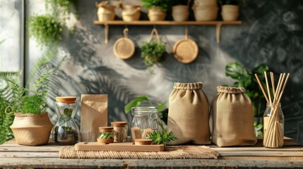 Fototapeta premium Sustainable Living: Eco-Friendly Home Decor and Zero Waste Lifestyle