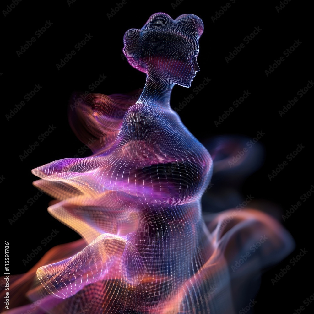 Poster radiant figure displaying high-resolution textures abstract background digital art conceptual enviro