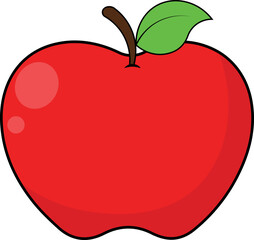 red apple with leaf