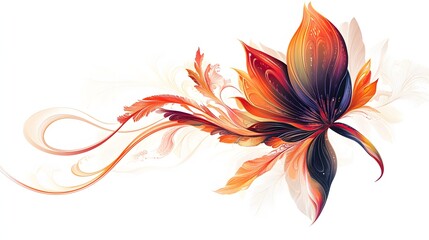 Fototapeta premium Abstract fiery floral design with flowing lines