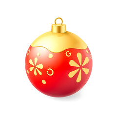 The 3d Gold and Red colors Christmas ball .
