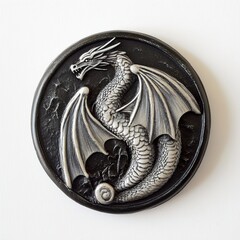 Silver Dragon Wall Sculpture: Mythical Fantasy Home Decor