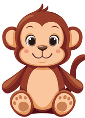 Obraz premium 座っている可愛いサルのぬいぐるみイラストアイコン