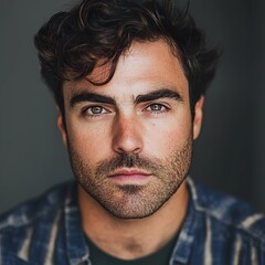 Obraz premium Portrait of a Handsome Man with Intense Gaze