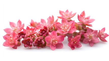 Obraz premium Delicate Pink Flowers Cluster Isolated on White Background
