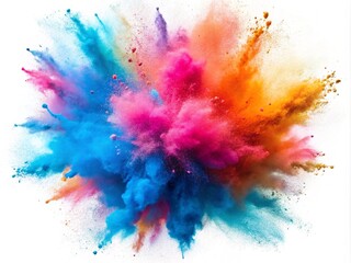 Blue Pink Orange Color Powder Explosion Isolated On White Background
