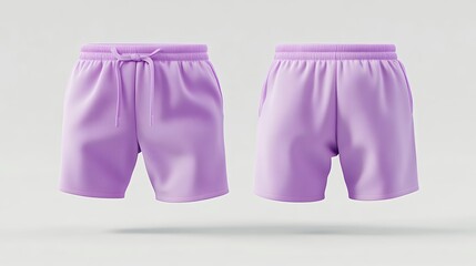 Lavender Sport Shorts Mockup Front And Back View Simple Design