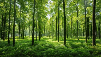 Fototapeta premium Lush Green Forest: A Serene Escape into Nature's Embrace