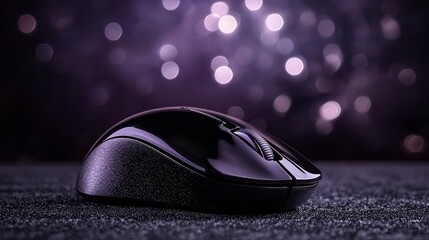 A black computer mouse sitting on top of a table
