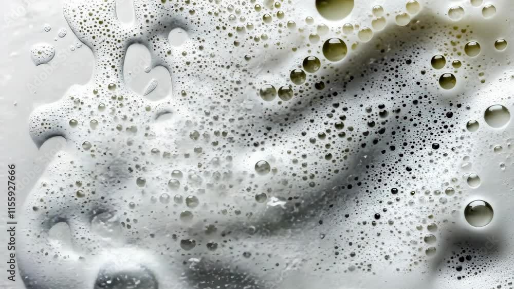 Poster Bubbles and foam create an abstract composition in a close-up view of liquid