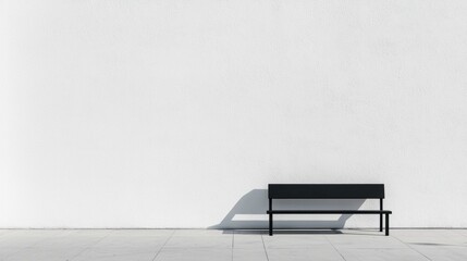 Minimalist Outdoor Bench Against Plain White Wall Background