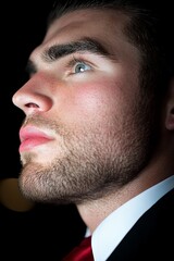 Fototapeta premium A close up of a man in a suit and tie