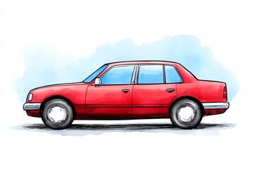 A red car is shown on a white background