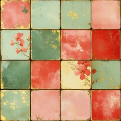 Colorful tile pattern with a floral design