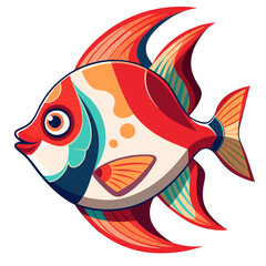 Cute cartoon blue fish with expressive eyes.