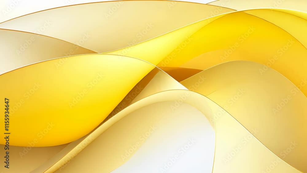 Poster video with abstract yellow wavy background features sleek and elegant flowing lines. luminous yellow
