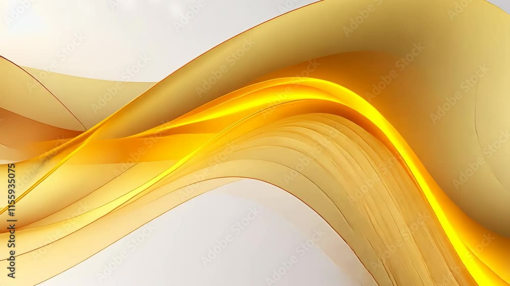 Poster video with abstract yellow wavy background features sleek and elegant flowing lines. luminous yellow