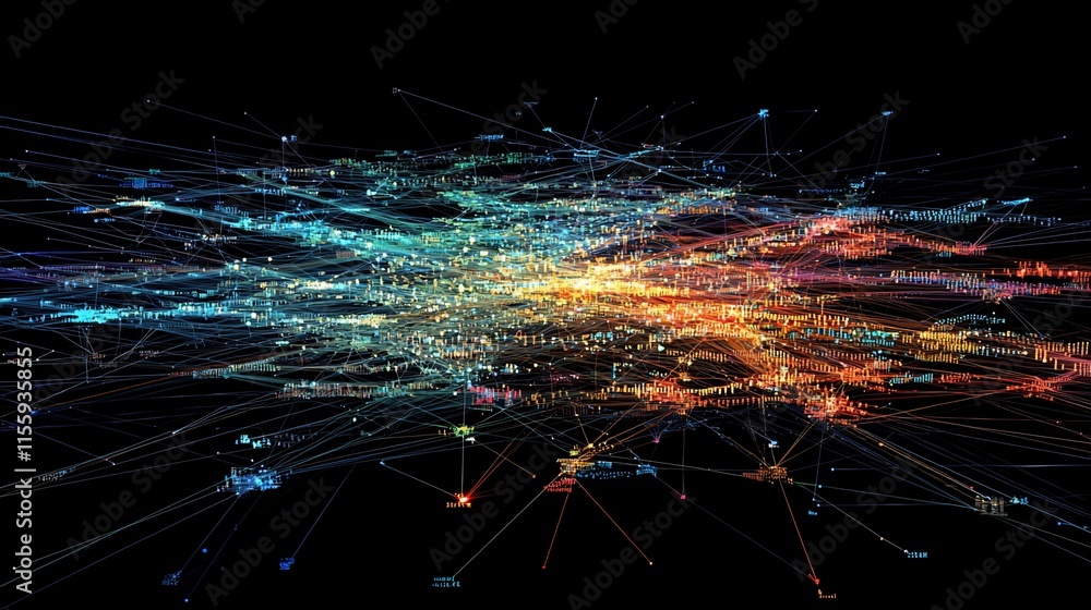 Poster Abstract digital data network visualization.