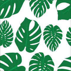 seamless pattern with monestera leaves