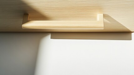 Minimalistic design showcases wooden element casting soft shadow