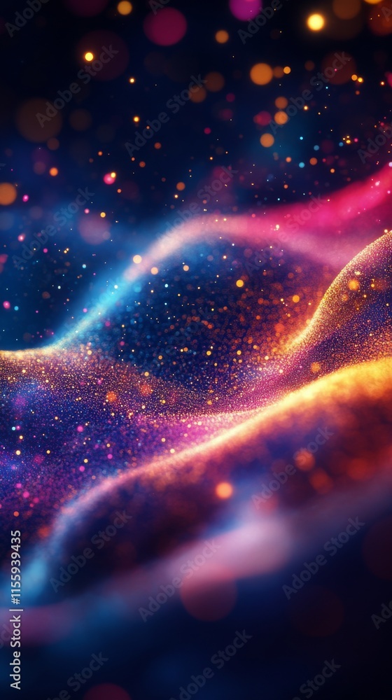 Poster vibrant swirling lights create a mesmerizing abstract digital pattern in colorful hues