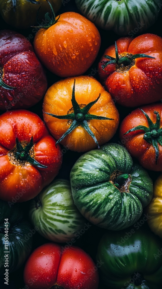 Wall mural Fresh red tomatoes piled together in a vibrant display at a local market during harvest season