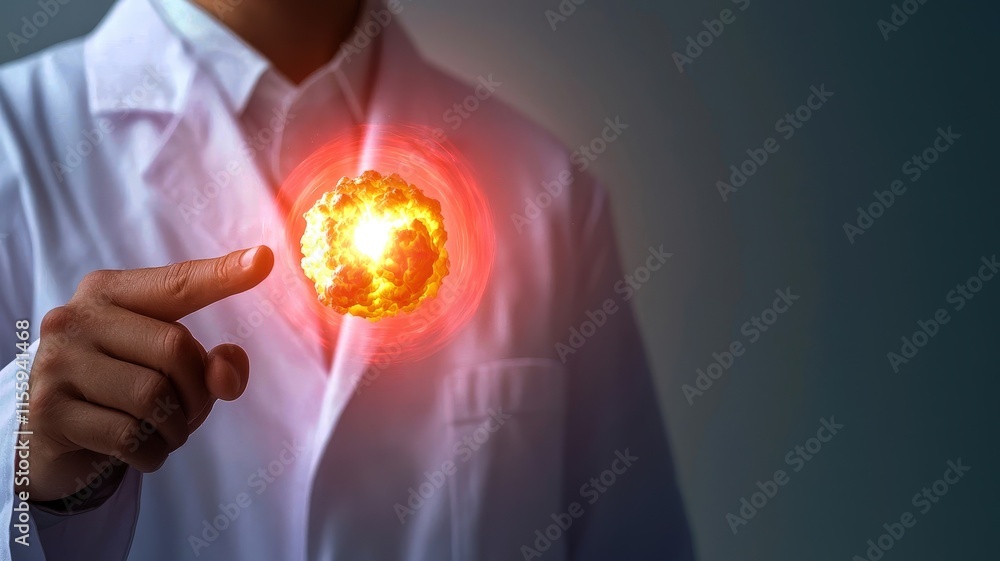Aufkleber a scientist interacts with a holographic display depicting fusion technology.